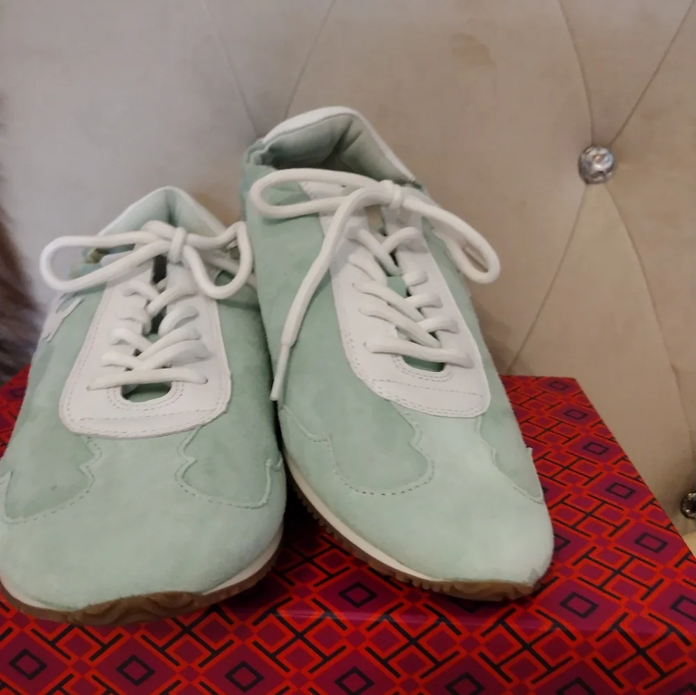 Tory Burch💥 Mint Chip Tiffany Green TT LOGO Womrnd Shoes Sneakers - Sz 9